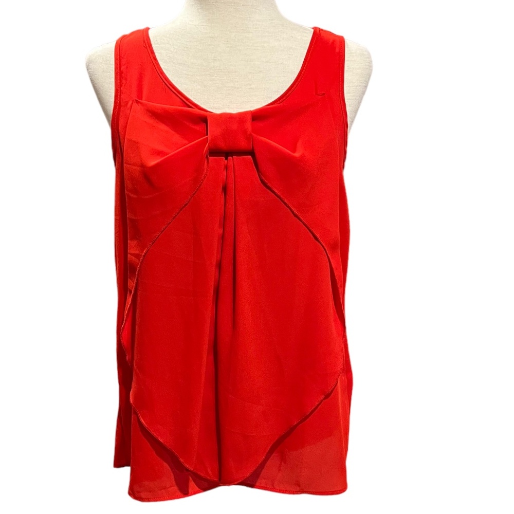 Mezzanine Red Flowing Tank w Large Stylish RED Bow Flattering Drape Size Medium